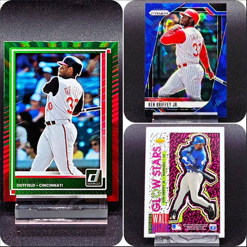Ken Griffey Jr Blue Cracked Ice Glow Foil Mariners and Reds Star Hall of Famer